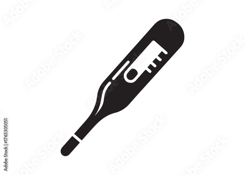Medical thermometer icon, Medical thermometer silhouette vector