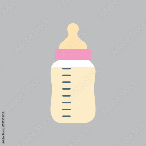Minimalist Baby Milk Bottle Illustration on Light Blue Background