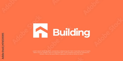  Modern minimalist logo design. This concept represents architecture, construction, real estate, and property development. Clean and professional design.