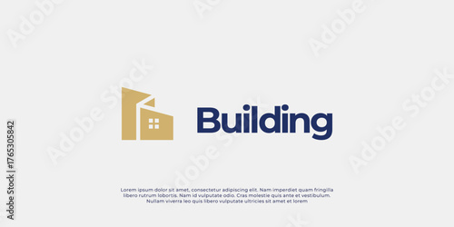  Modern minimalist logo design. This concept represents architecture, construction, real estate, and property development. Clean and professional design.
