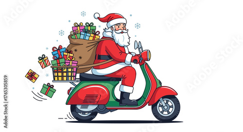 santa claus riding a scooter