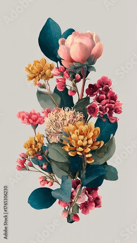 Vibrant Floral Bouquet Illustration