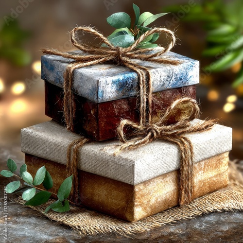 Preparativos para la celebración de Navidad y Año Nuevo con un set de regalos wabi-sabi