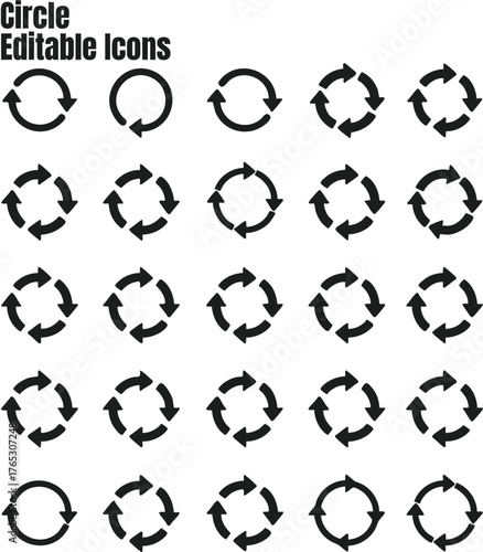 Set of circle arrow icons editable vector icons for websites and mobile applications