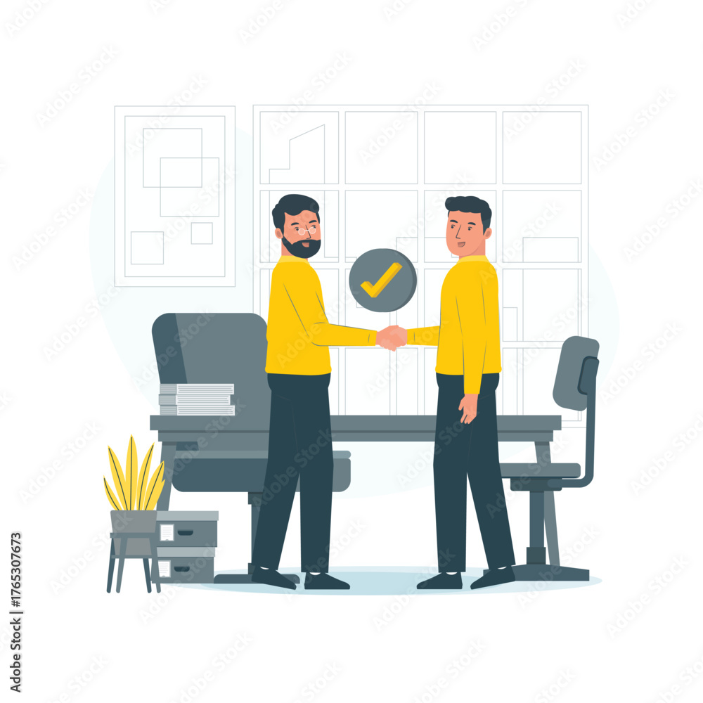 Fototapeta premium Business Agreement Illustration – Two Professionals Shaking Hands