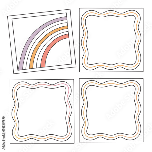 Vector illustration set of vintage ornate doodle frames, borders, and blank card templates for retro art decoration design