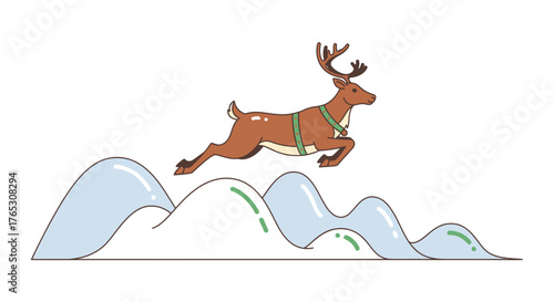 deer in winter forest crishmus 