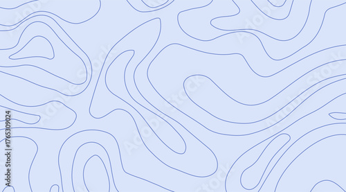 Abstract background features flowing, blue contour lines gracefully weaving across a light blue canvas, creating a mesmerizing topographical and organic-inspired pattern