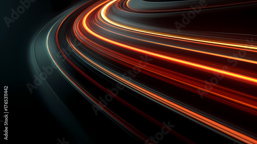 Illuminating trails of light speeding across a dark expanse, symbolizing motion and velocity.