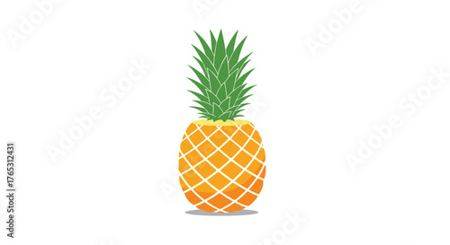 Fresh whole pineapple fruit with green leaves on a white background.