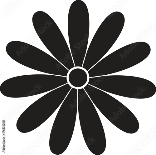 Simple Black Flower Silhouette Icon