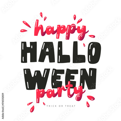 Vector invitation poster for a Halloween party. Stylish bloody lettering with drops of blood. The inscription 