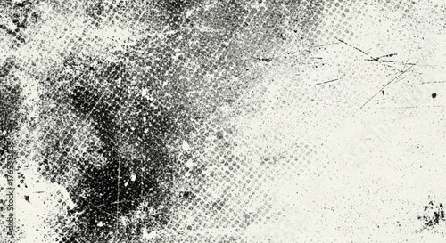 Grunge texture background black and white halftone vintage effect with dots and scratches for design 100