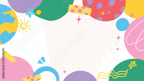 Vector colorful abstract geometric frame background for kids and students