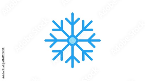 Simple blue snowflake icon on White Background illustration