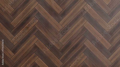 Herringbone pattern of dark brown wood flooring texture background