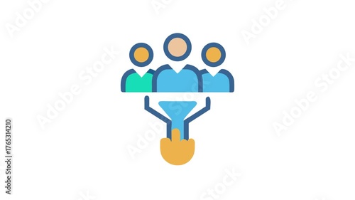 Sales funnel concept with team graphic on White backdrop