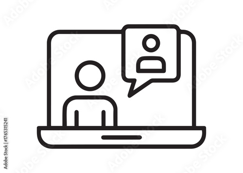 Online job interview line art vector