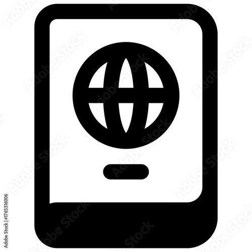 Passport. Outlined stroke vector icon with black-filled details.