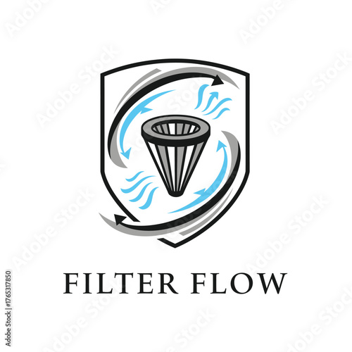 Air Filter Flow and Protection Shield Vector Logo