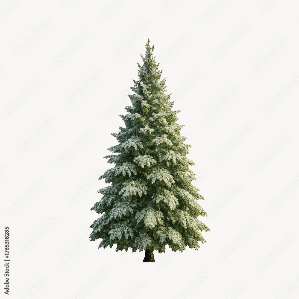 Obraz premium Snow-covered evergreen tree illustration.
