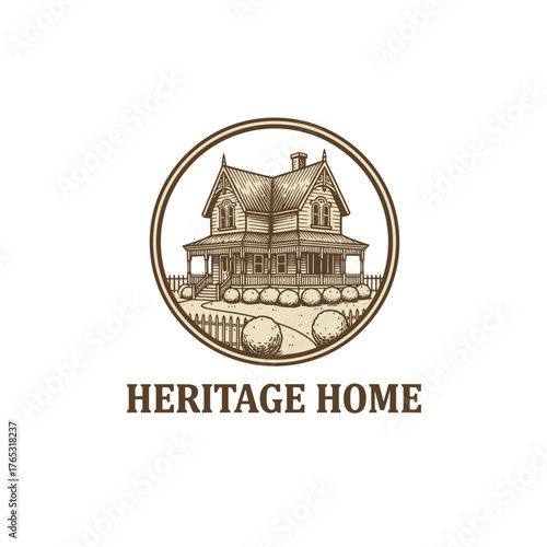 Vintage Heritage Home Logo Vector