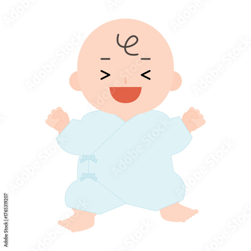 肌着を着た笑顔の赤ちゃん