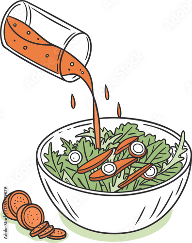 Fresh Salad with Carrot Slices and Vinaigrette