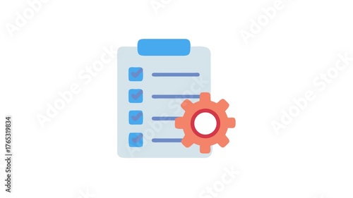 Checklist with gear depicting task management and settings configuration