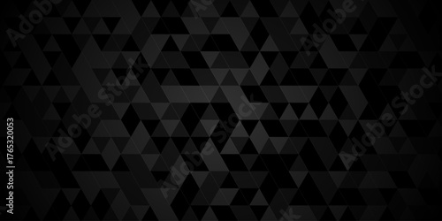Black vector low polygon cubic poly triangle texture geometric pattern composed. geometric wall tile and metal cube triangle wallpaper design background.	