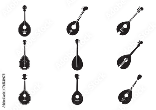 Bouzouki icon, Bouzouki Black vector