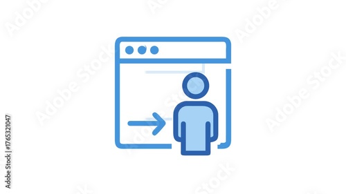 User login icon within browser window in blue tones
