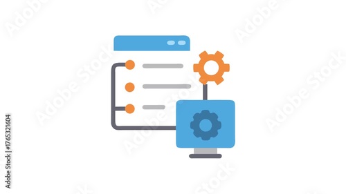 Flat illustration of a data processing workflow setup