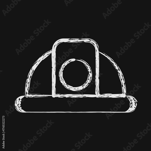 Icon hard hat. Gold mining elements. Icon in chalk style.