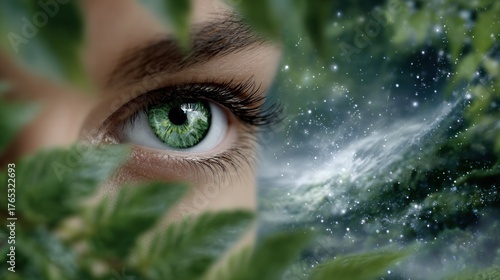 Emerald Gaze: A captivating portrait of an eye, the mesmerizing emerald iris reflecting the beauty of the natural world, as if nature itself were gazing back at you.