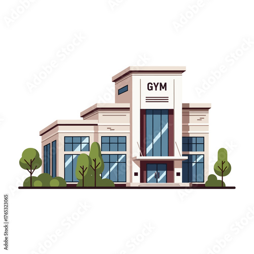 Gym Building Exterior with Glass Facade
