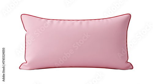 Soft pink square cushion isolated on transparent background
