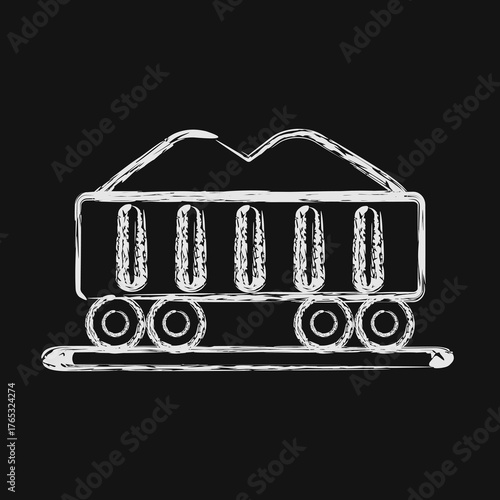 Icon train. Gold mining elements. Icon in chalk style.