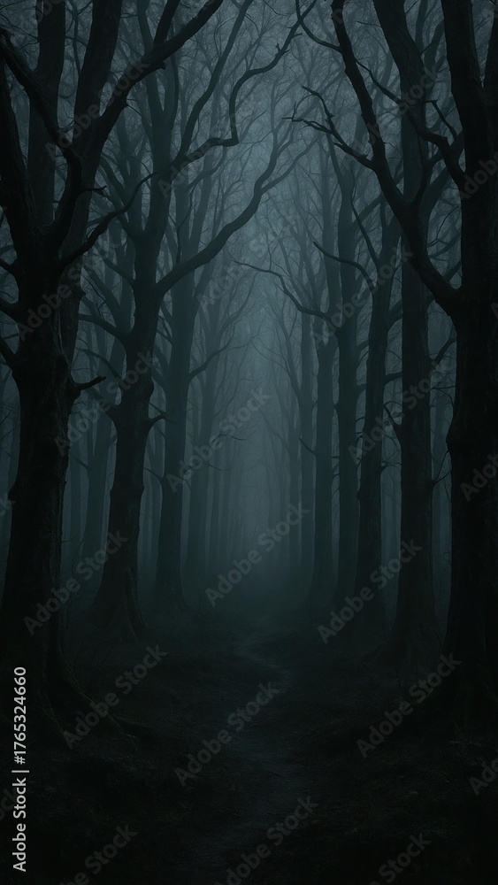 Obraz premium Eerie forest path mystery mobile wallpaper