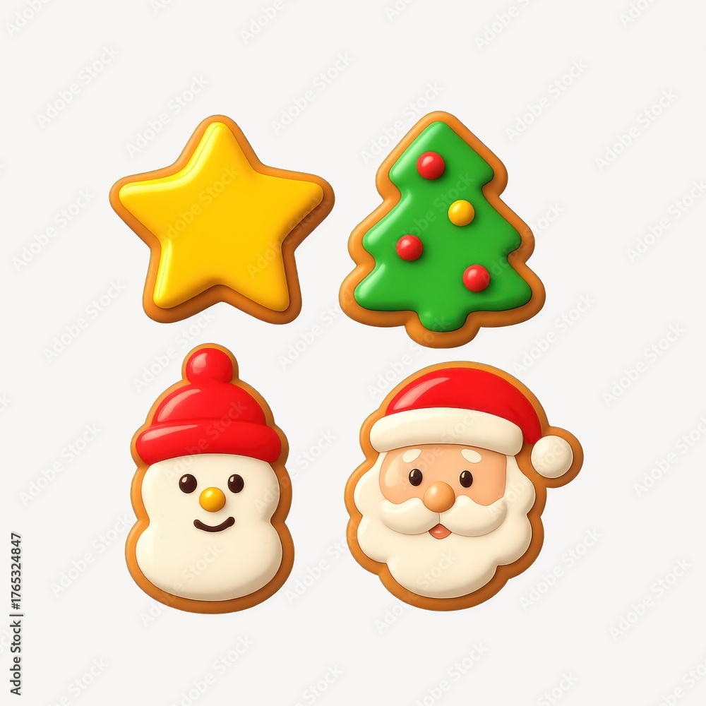 Fototapeta premium Festive cookies shaped holiday icons.