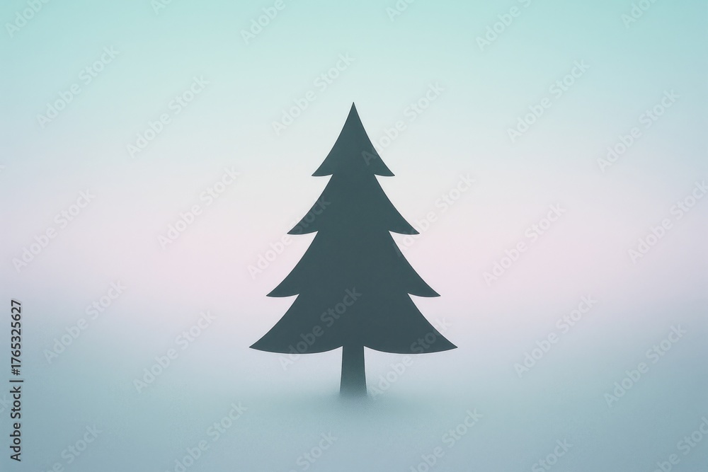 Fototapeta premium Minimalist tree silhouette misty