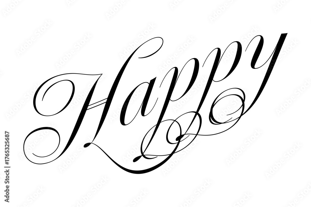 Obraz premium Happy - Happy（幸せ）の文字のベクター素材 