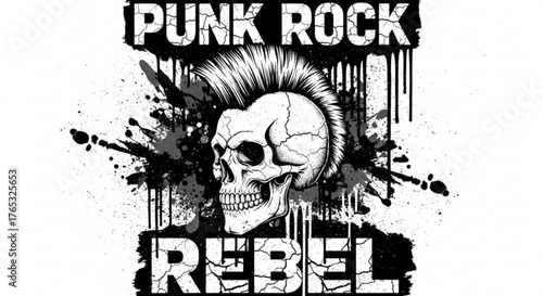 Punk rock skull rebel design vector illustration for t shirt graphic and alternative fashion print design