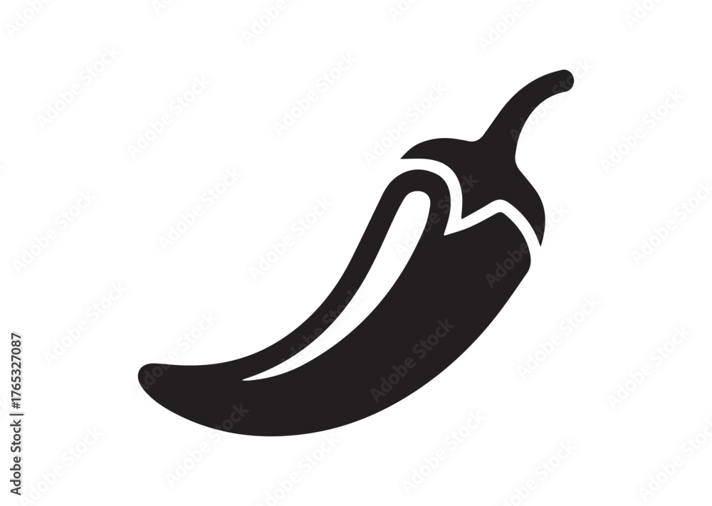 Fototapeta premium Chili pepper icon, Chili pepper Black vector
