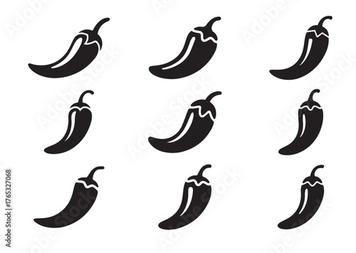 Chili pepper icon, Chili pepper Black vector