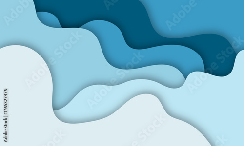 Abstract Blue Layered Paper Cut Background