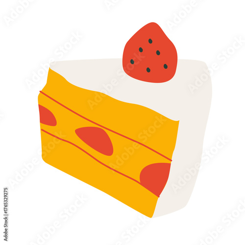 Cartoon Slice of Strawberry Cake