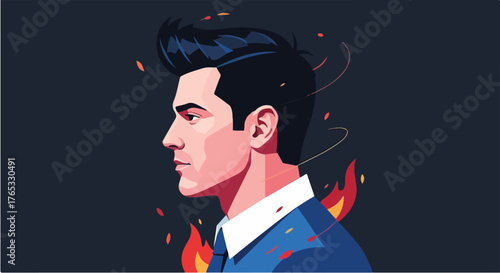 Risk Alchemist – Flat Vector of Bold Entrepreneur Emphasizing Calculated Risk and Innovation