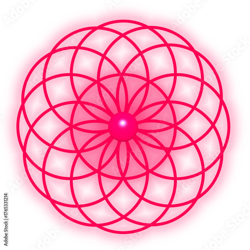 abstract red flower into geometry symbol 