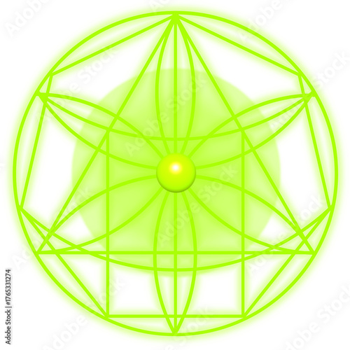 Aura geometry symbol flower into circle